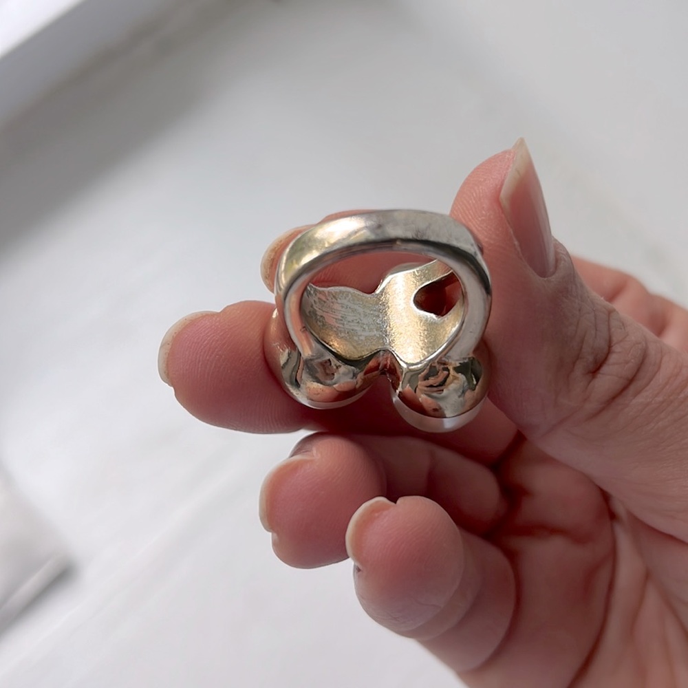 Gold Statement Ring With Three Large Pearls - image 3